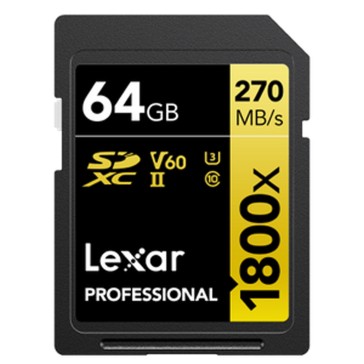 LEXAR 64GB SDXC PROFESSIONAL 1800x Read 270MB/s Write 180 MB/s UHS-II